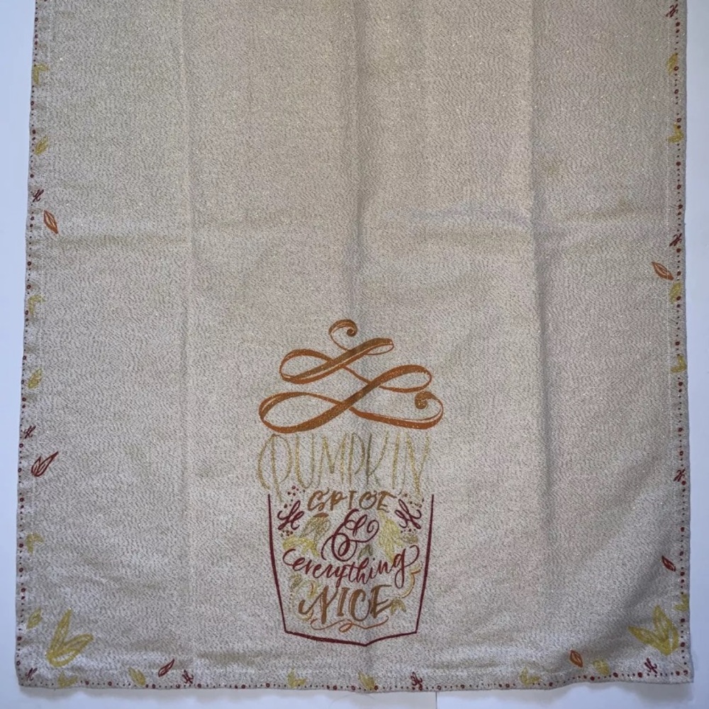 Anthropologie pumpkin spice and everything nice kitchen towel new no tag RARE